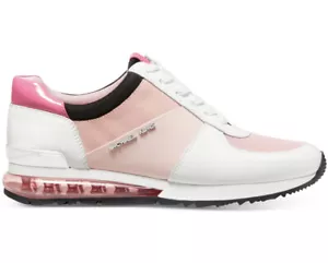 Nuove sneakers estreme Michael Kors Allie Wrap Trainer pelle rosa affumicata con lacci - Foto 1 di 4