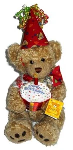 Happy Birthday Plush Bear, Build-A-Bear Workshop, w/ Hat, Sash, Cupcake- 16 in.T - Picture 1 of 14