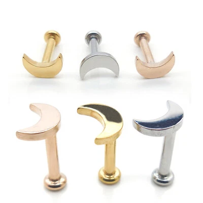 Moon Earrings 16G 18G 20G Ear Helix Nose Ring Conch Rings Threadless Push Pin - Image 1 of 4