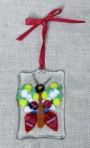 Butterfly Art Glass Sun Catcher Boho Whimsical Fairy Goblin Core Eclectic Artsy - Picture 1 of 5