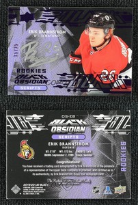2019-20 SPx UD Black Obsidian Script Purple /25 Erik Brannstrom Rookie Auto RC