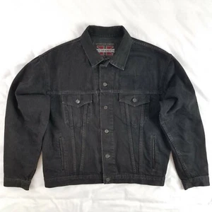 Giacca jeans nera Excelsior-Henderson International denim taglia large - Foto 1 di 5
