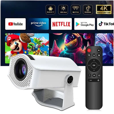 Projector Home Cinema Outdoor Projetor HM400pro VS HY300 PRO 4K Android 11 - Image 1 of 4