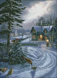 Needlework Crafts DIY Counted Cross Stitch Kits 14 ct - Cold Winter Evenings - Bild 1 von 5