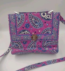 Vera Bradley Boysenberry Purse Crossbody Bag Handbag Pocket Book In Purple Theme - Picture 1 of 8