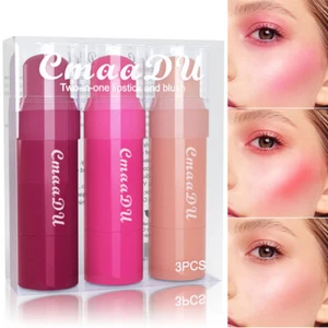 Multi Use 3Color/Set Highlighter Blush Stick Cream Balm Rose Blushe Eye Lip Tint - Picture 1 of 10