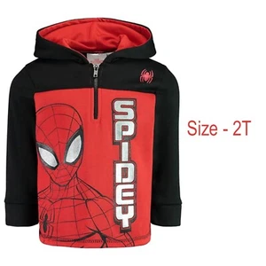 MARVEL Spider-Man Half Zip Hoodie Red Black Spidey Size 2T 29H87158P - Picture 1 of 5