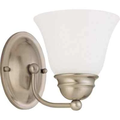 SATCO 1-Light Brushed Nickel Vanity Light with Frosted White Glass - Image 1 of 3