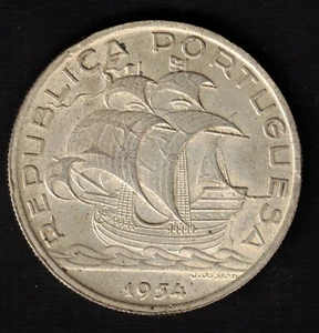 Portugal Coin 10 Escudos 1954 - Silver - Picture 1 of 2