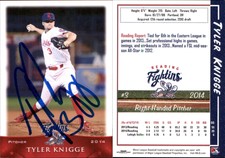 Tyler Knigge Signed 2014 Grandstand Reading Fightin Phils #15 Card Auto AU