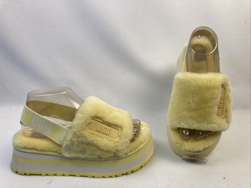 Sandalo ciabatte donna UGG taglia 7 giallo US discoteca slide logo plateau us intime ottimeioni