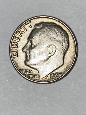 1965 - No Mint Mark - Roosevelt Dime & Incomplete āIn God We Trustā See Photos Cover