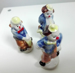 Vintage 3er Set kleine Keramik Porzellan Hobo Clowns Clown Zirkus Rumänisch 80er - Bild 1 von 9
