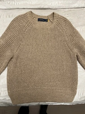 Suéter para mujer Polo Ralph Lauren algodón/lino/seda en tostado mediano (talla: pequeña) Foto 1 de 4