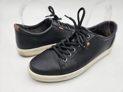 Ecco Suave Negro Mujer Talla 10 Cuero Premium Tenis Zapatos Informales Negros Foto 1 de 4