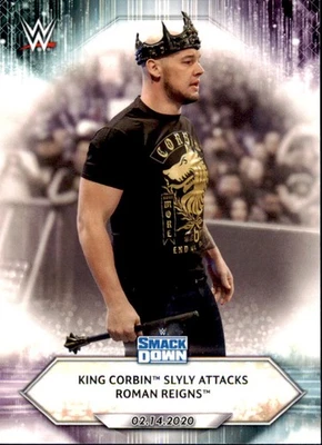 2021 Topps WWE #18 King Corbin Slyly Attacks Roman Reigns - Image 1 of 2