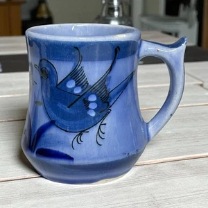 Vintage Tonala Blue Bird Mexican Ceramic Pottery Coffee Mug Signed JAH Mexico - Picture 1 of 9