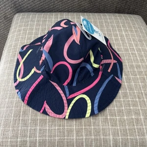 Carter’s Reversible Hat UPF 50+-Blue Patterned/ Baby Pink - Size 12-24 Months - Picture 1 of 8