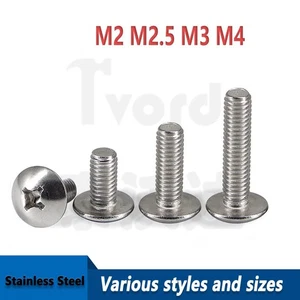 Small Phillips Truss Head Screws Flat Mushroom Head Bolt Stainless M2 M2.5 M3 M4 - Picture 1 of 9
