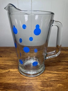 Libbey blau gepunktet Glas Krug 1950er 9" - Bild 1 von 6