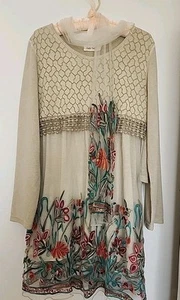 Vestido Para Mujer XL Ligero Bordado Malla Encaje Boho Corto Alta Costura - Imagen 1 de 18