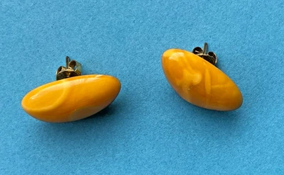 Ohrstecker Bernstein Butterscotch 333er oval gestempelt - Bild 1 von 4