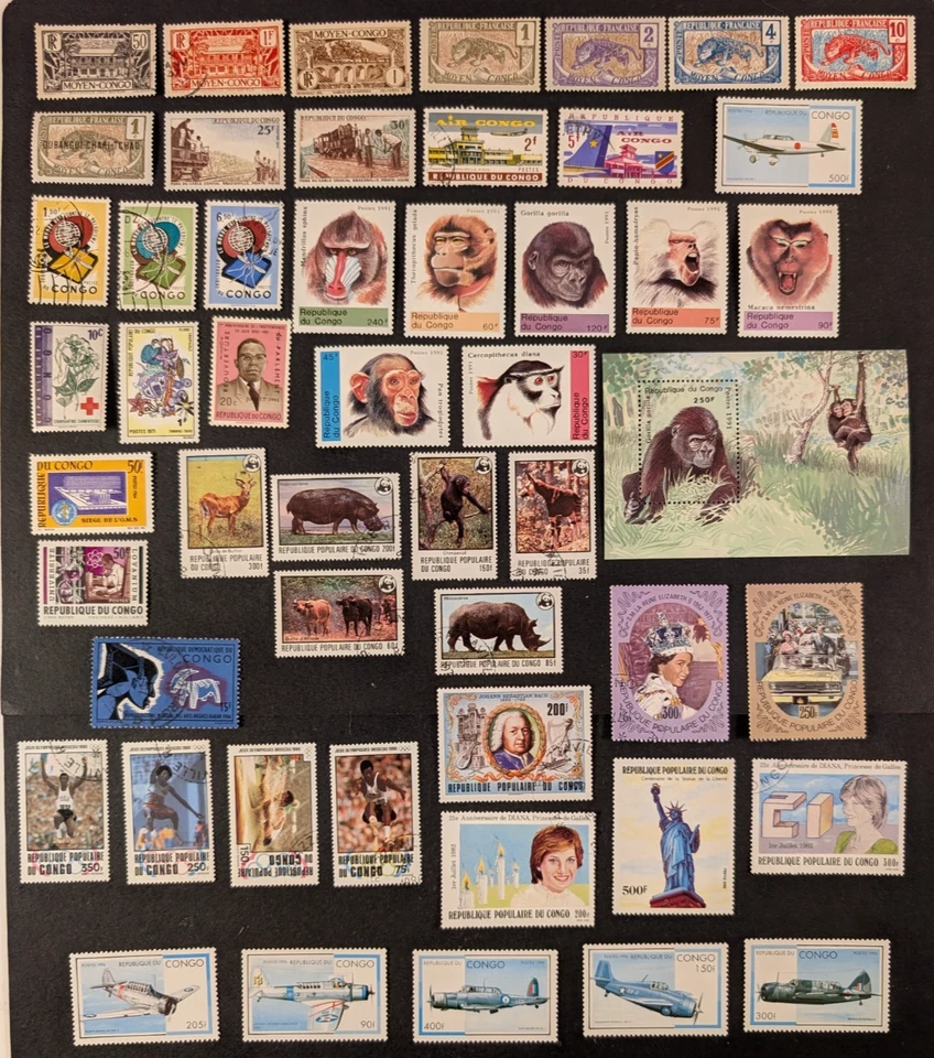 Конго - хороший лот из 50 марок M/U и 1 мини-лист, хорошее состояние. - Изображение 1 из 1