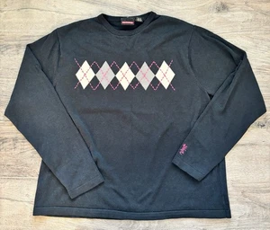Vintage Quiksilver Argyle Sweater Mens XL Black Hong Kong Y2K 90s Skate Surf - Picture 1 of 24