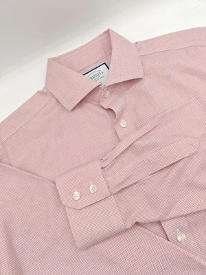 🇬🇧 Camisa de vestir Charles Tyrwhitt para hombre 15,5x33 a cuadros rojos calce ajustado sin planchar Foto 1 de 4