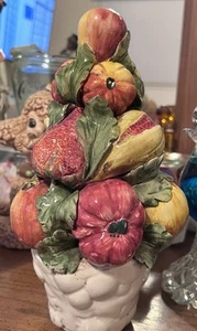 Majolica Fruit Basket Centerpiece Italian Handmade Vintage  9.5” Tall MCM - Picture 1 of 14