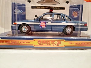 Vintage Die-Cast Wisconsin  Crown Victoria Code 3  Cruiser & Patch Original Box - Picture 1 of 7