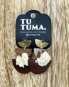 Orecchini albero TU TUMA fatti a mano Totumo (Calabash) made in Colombia - Foto 1 di 3