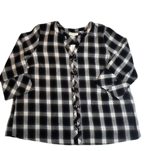 Skies Are Blue Bluse Damen 2x kariert Schnür Oberteil Boho Outdoor Gorpcore Hemd - Bild 1 von 11