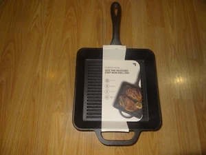 NWT Sharper Image Cast Iron Grill Pan w/Ridges Pre-Seasoned 10.5” Square - Picture 1 of 3