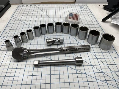 CRAFTSMAN  =V= 13pc 1/2 Drive Sockets, 6in. Extension, Universal, =V= Ratchet - Image 1 of 4