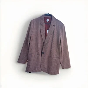 A New Day womens XL Granddad Long Sleeve plaid 2-Button blazer Jacket Oversized - Picture 1 of 6