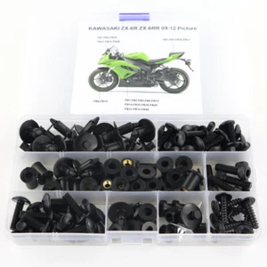 Kit completo de tornillos de carrocería negro apto para Kawasaki ZX-6R ZX-6RR 09-12 carenado - Imagen 1 de 10