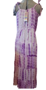 Young USA Swimsuit COVERUP Dress Tie Dye Tropical Bohemian Vacation SZ L Purple - Picture 1 of 4