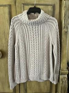 Suéter tejido con cable cuello capucha jaspeado beige para mujer talla grande - Imagen 1 de 4