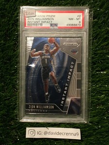 2019 Panini Prizm RC ROOKIE Zion Williamson Instant Impact #2 PSA8