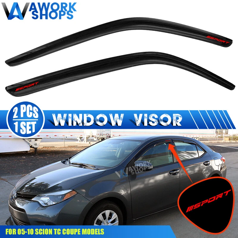 Fits 05-10 Scion TC Window Visors Vent Rain Guard Shade w/ Red Sport Foto 1 de 1