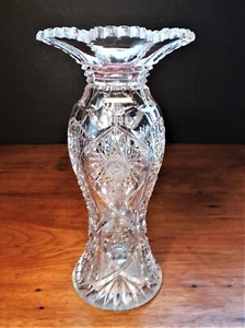 Stunning Antique American Brilliant Cut Glass Hobstar & File 10.5" Vase - Picture 1 of 16