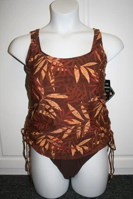 NWT Women's Brown Shore Shapes Tummy Control TANKINI Swimsuit Size 22 - Image 1 of 2