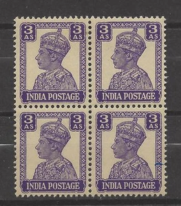 INDIA, BRITISH # 174 MNH KING GEORGE VI 3 ANNA Block of 4 - Picture 1 of 1
