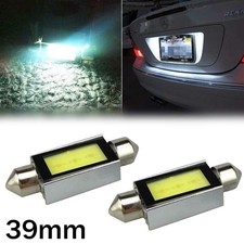 2x New 39mm C5W 4W Car COB LED License Plate Dome Festoon Light Bulb White