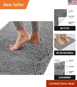 Bath Rug Mat 70x24, Thick Soft Absorbent Chenille, Rubber Backing Quick Dry M... - Picture 1 of 10