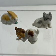 Vintage Minature Ceramic and Bone China Cat Rabbit Dog Figurines