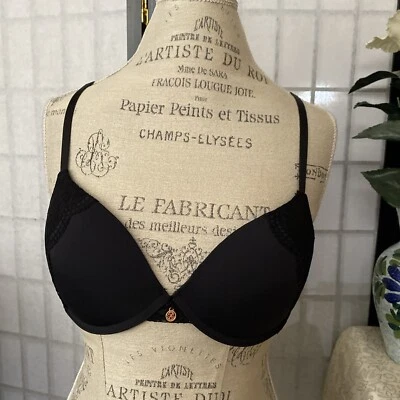 CXL-Christian Lacroix NWT Bra 36B Classic Black Lace Underwire Pushup MSRP $42 Foto 1 de 4