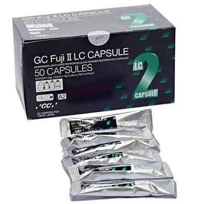 GC Capsules FUJI II Gold Label II LC Glass Ionomer Cement Restorative 50/Pk A2