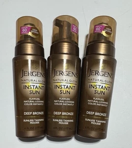 Jergens Instant Sun Sunless Tanning Mousse Deep Bronze 6 Oz Lot Of 3 NEW - Picture 1 of 2
